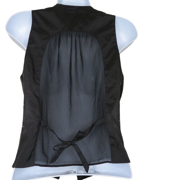 Vintage Cache Womens Sequined Black Open Front Vest Size 0 Party Festival Mod - Picture 8 of 9